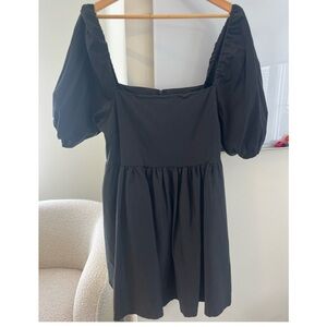 Elegant Black Puff Sleeve Dress